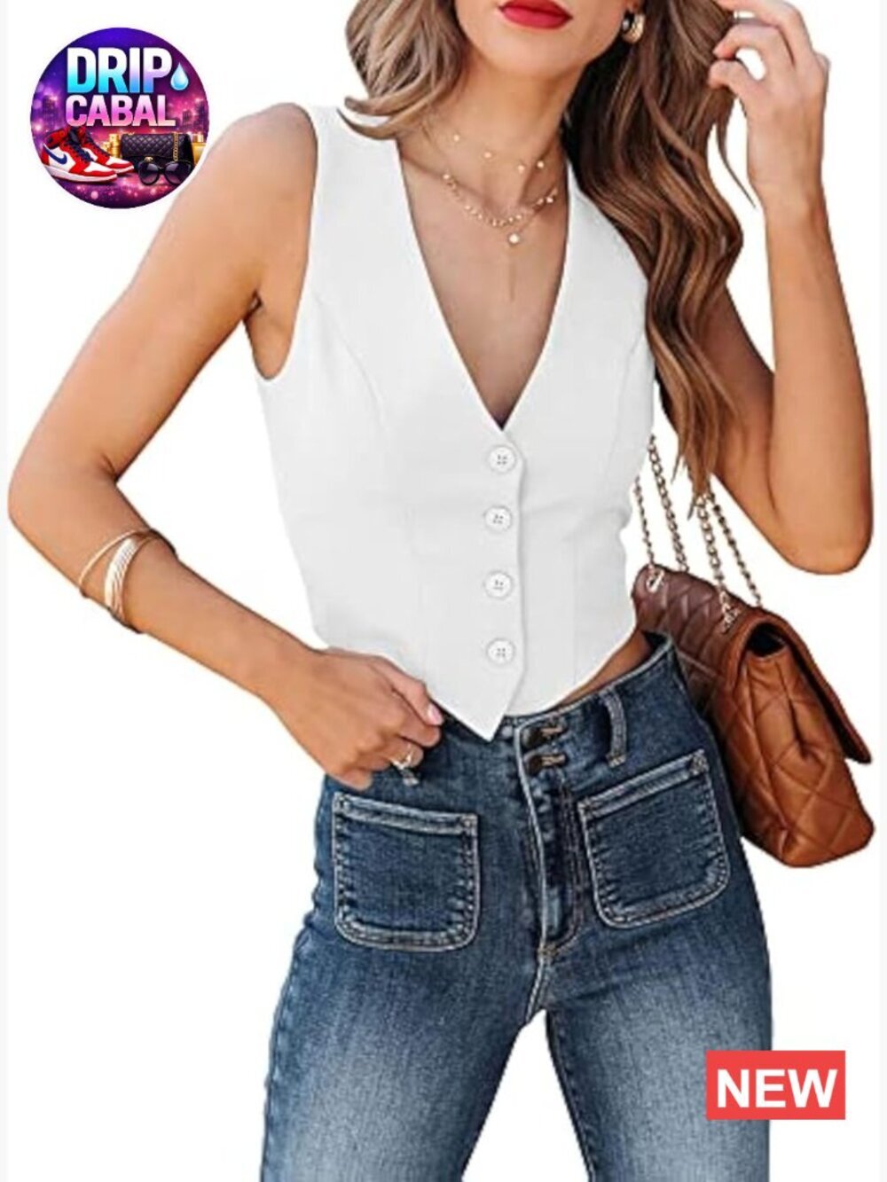 Fully Lined V Neck Button Up Sleeveless Vest Fitted Jacket